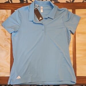 Adidas Women's Light Blue (Semi Blue Blast) Button Down Golf Shirt NWT
